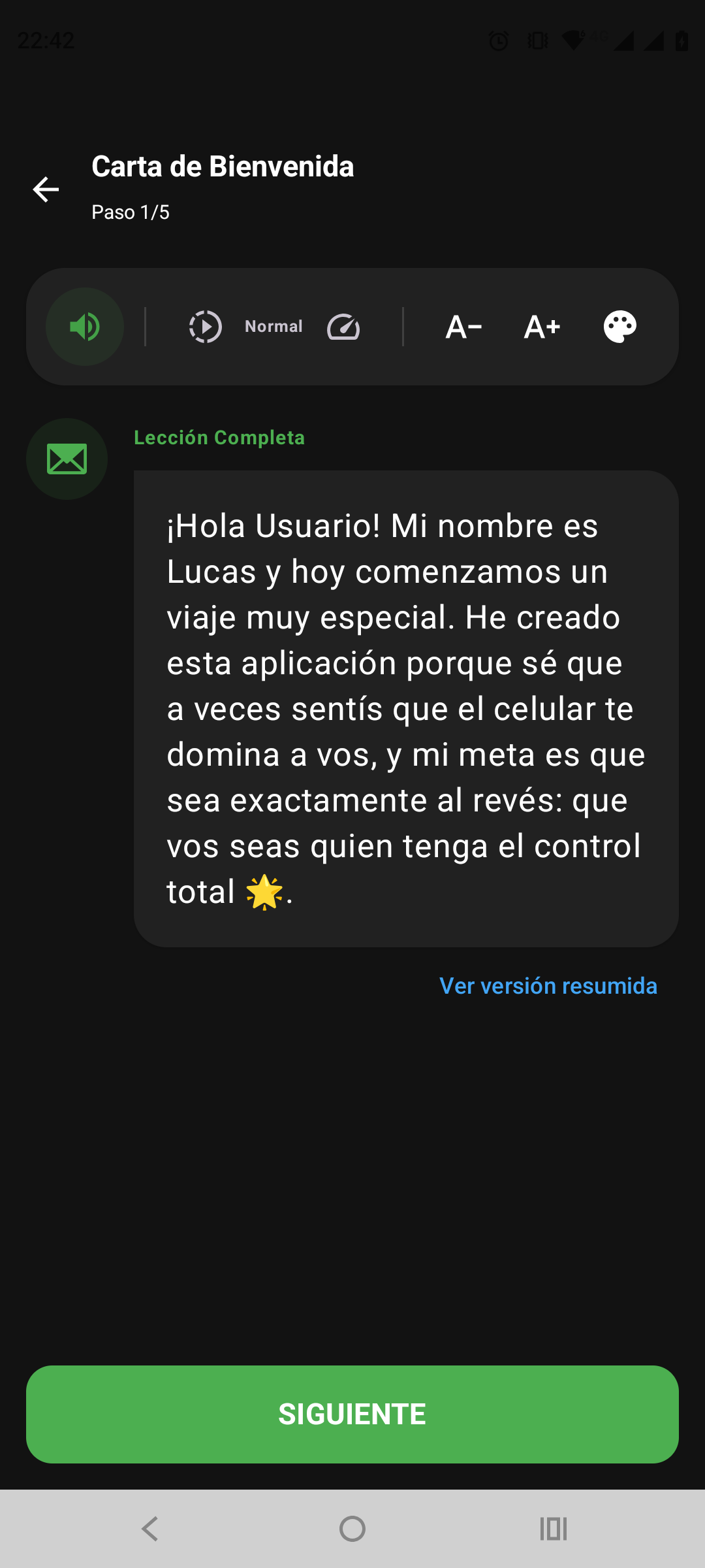 Lección interactiva con la explicación de Lucas