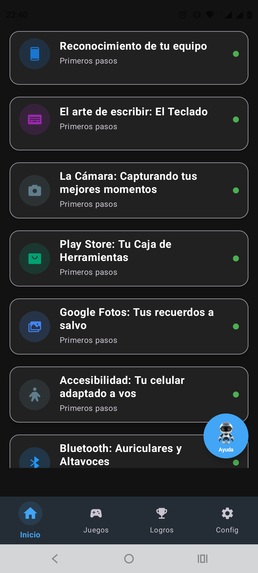 Lista de módulos disponibles en TuCelu